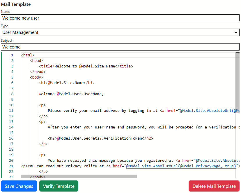 Mail Templates