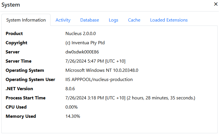System Control Panel