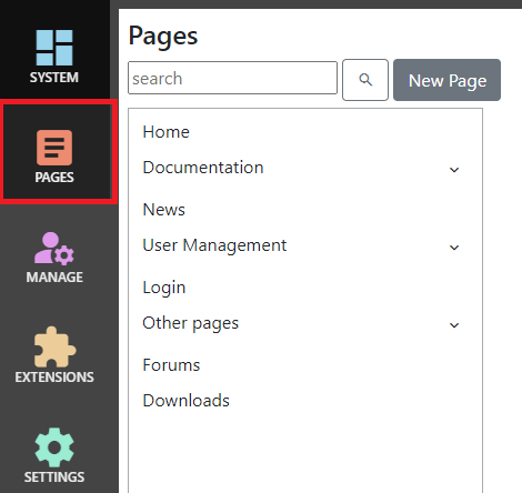 Manage Pages