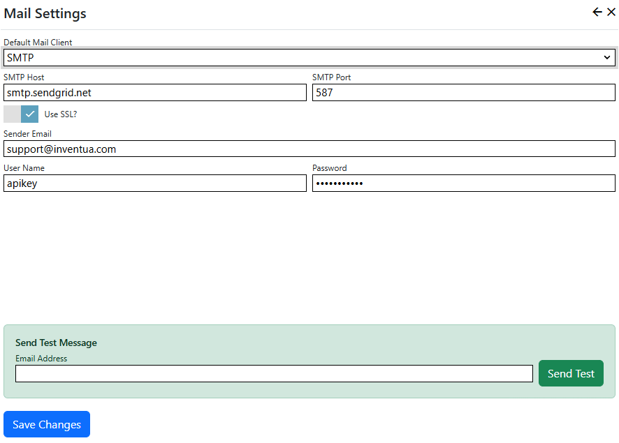 SMTP Email Settings