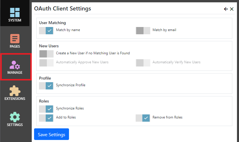 OAuth Client Settings
