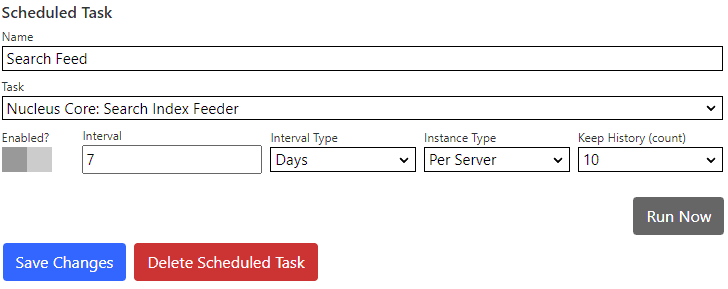 Search Feed Scheduled Task
